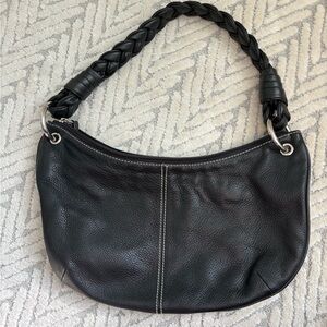 Ralph Lauren Black Leather Shoulder Bag with Braided Strap